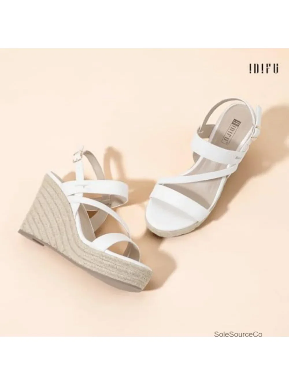 Espadrille Wedge Sandals Strappy Platform Heels 4 Inch Ankle Strap